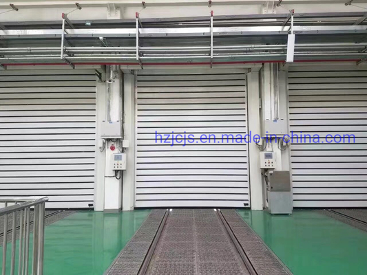 स्वचालित सर्पिल सुरक्षा गेराज दरवाजा W8000mm*H8000mm 0.8-1.5 मिमी -35 से 65 डिग्री सेल्सियस